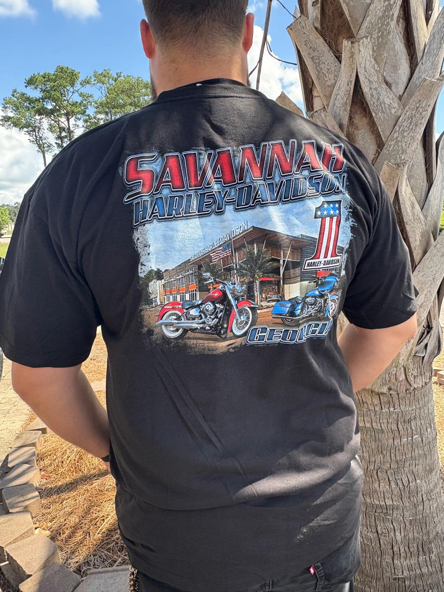 Savannah Harley-Davidson Men's HD Center Skull S/S T-shirt