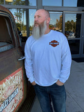 Load image into Gallery viewer, Savannah Harley-Davidson custom men's HD Bar & Shield on white long sleeve shirt