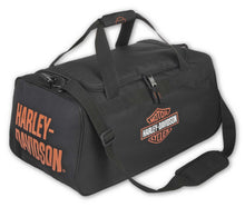 Load image into Gallery viewer, Harley-Davidson® Orange Bar & Shield Logo Zip Rugged Graphic Duffel Bag