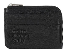 Load image into Gallery viewer, Harley-Davidson Men's Classic Genuine Pebble Leather B&S Zip Card Case