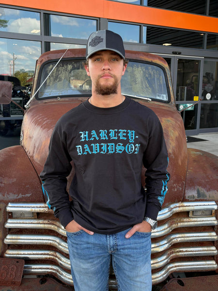 Savannah Harley-Davidson custom Men's H-D Blue Chrome long sleeve t-shirt
