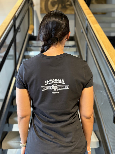 Savannah Harley-Davidson Rockin' The Planet Women's Crew Neck T-shirt