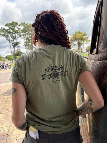 Savannah Harley-Davidson custom Women's HD Born To Be Free t-shirt