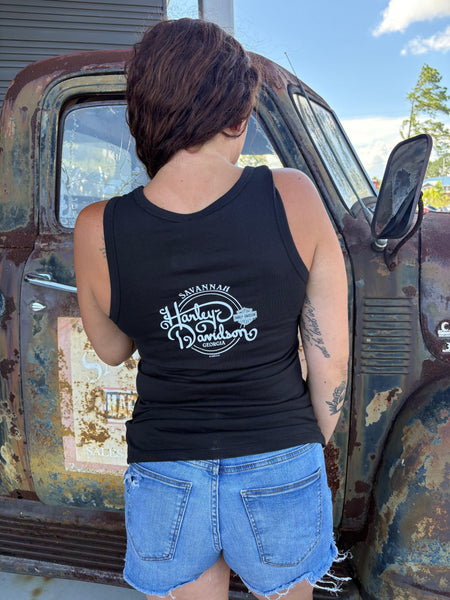 Savannah Harley-Davidson custom Women's Pink Bar & Shield Tank