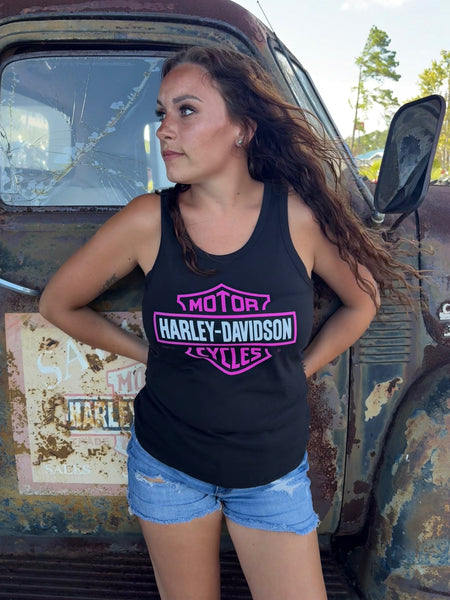 Savannah Harley-Davidson custom Women's Pink Bar & Shield Tank