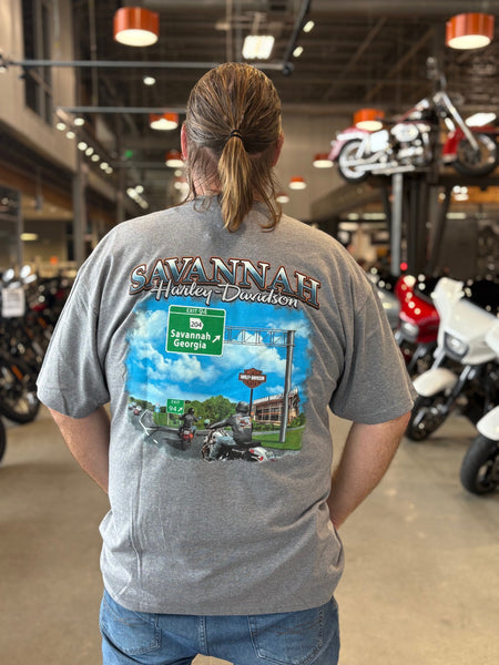 Savannah Harley-Davidson Men's custom Vintage Garage Pin Up t-shirt