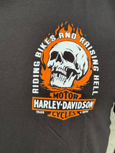 Load image into Gallery viewer, Savannah Harley-Davidson Men&#39;s custom Flame Skull t-shirt
