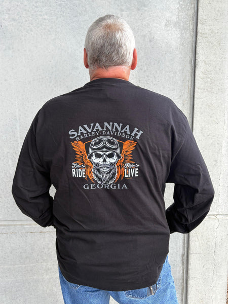 Savannah Harley-Davidson Men's Harley Side Flame L/S shirt