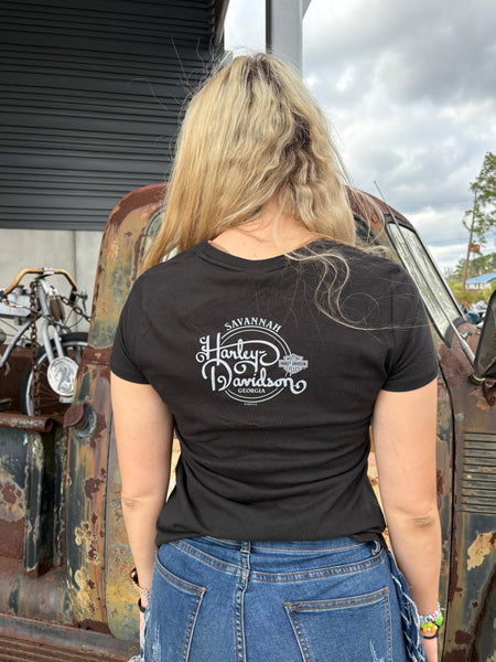 Savannah Harley-Davidson custom Women's Chrome Rose t-shirt