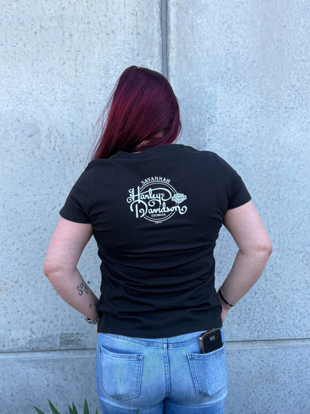 Savannah Harley-Davidson custom Women's Floral Bars t-shirt