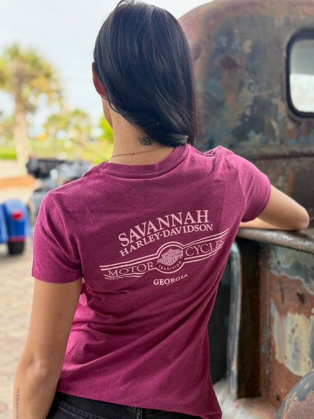 Savannah Harley-Davidson custom Women's Deep Scroll t-shirt