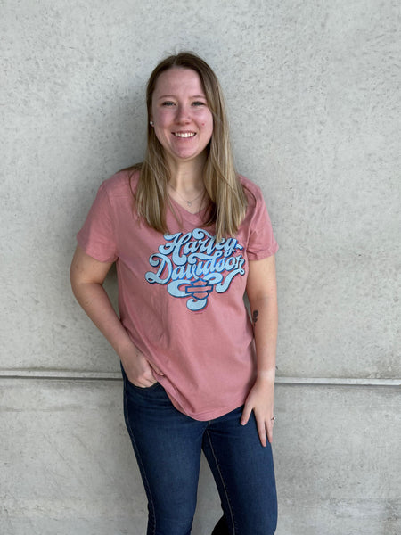 Savannah Harley-Davidson custom Women's Scripty v-neck t-shirt