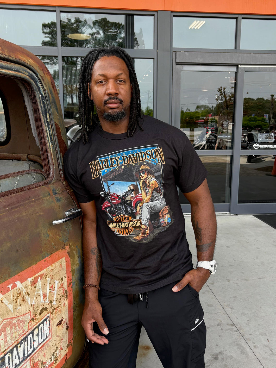 Harley-Davidson Savannah Tシャツ XL Savannah Harley-Davidson custom Men's Hangin' Out t-shirt