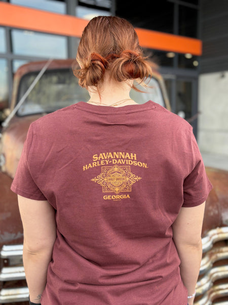 Savannah Harley-Davidson custom Women's Darkflame v-neck t-shiret