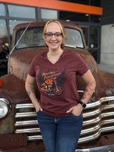 Load image into Gallery viewer, Savannah Harley-Davidson custom Women's Darkflame v-neck t-shiret
