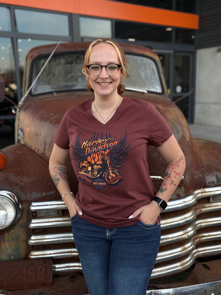 Savannah Harley-Davidson custom Women's Darkflame v-neck t-shiret