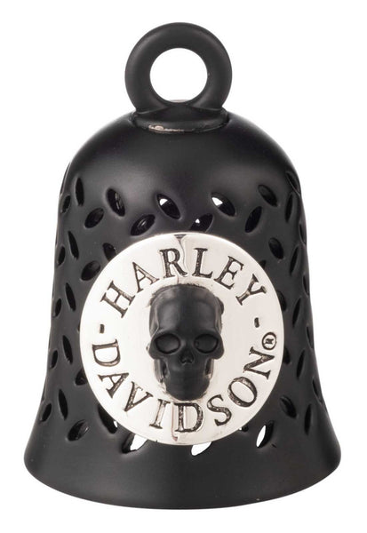 Harley-Davidson Silver Skull Plate Script Logo Ride Bell With Tie