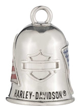Load image into Gallery viewer, Harley-Davidson Waving American Flag &amp; Motorcycle Bar &amp; Shield Ride Bell
