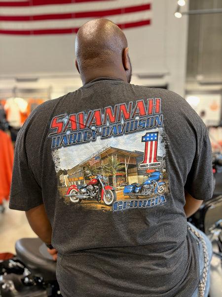 Savannah Harley-Davidson custom Men's HD B&S Vintage Black t-shirt