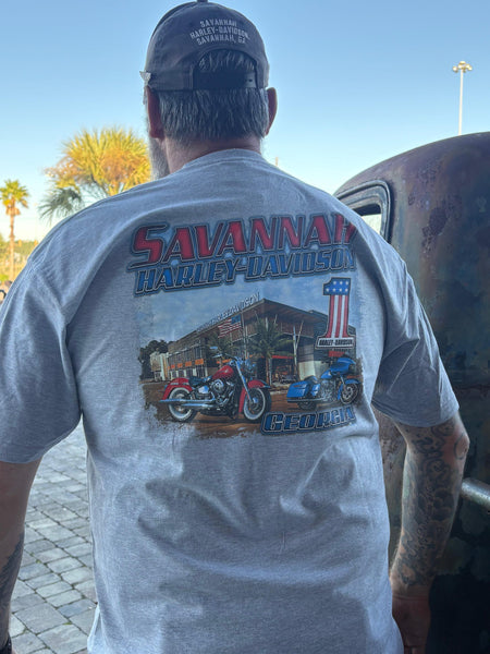 Savannah Harley-Davidson custom Men's HD Bar and Shield pocket tee