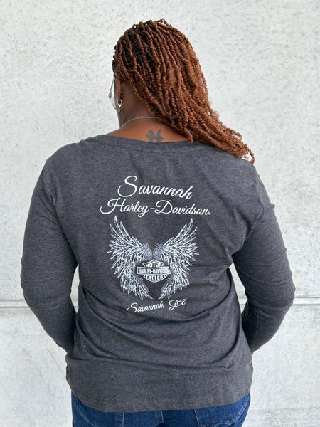 Savannah Harley-Davidson Women's Sunset Long Sleeve T-Shirt with Thumbholes
