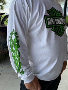 Savannah Harley Davidson Men's 3 Leaf Clover Long Sleeve in White