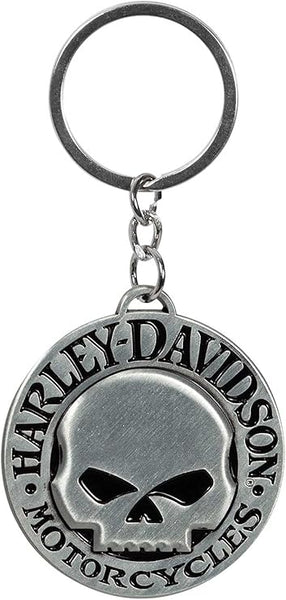 Harley-Davidson Metal Key Chain, Classic Willie G Skull Logo - Silver & Black, Silver