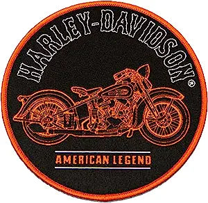Harley-Davidson 4 in. American Legend Round Emblem Sew-On Patch - Black/Orange - 8012892
