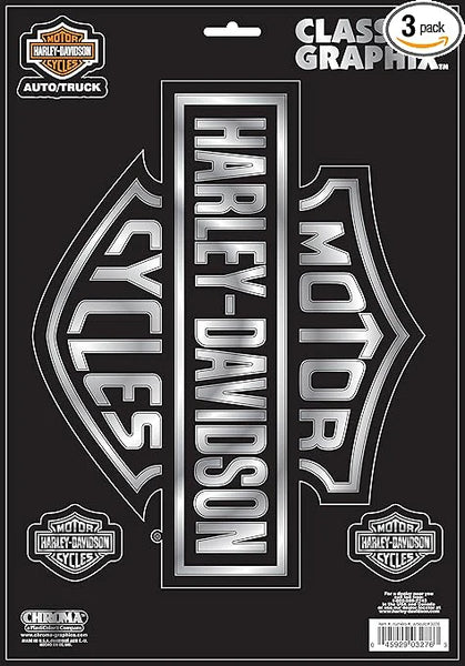 Harley-Davidson Embossed Bar & Shield Logo Chrome Decals