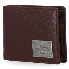 Load image into Gallery viewer, Harley-Davidson Men&#39;s Bar &amp; Shield Plate Passcase Leather Bi-Fold Wallet
