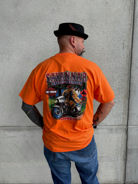 Savannah Harley-Davidson Men's custom Bigfoot Orange tee