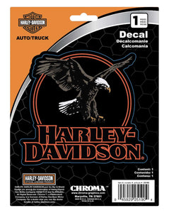 Harley-Davidson® Circle Eagle H-D Text Graphic Vinyl Decal - Black - 6 x 8 in.