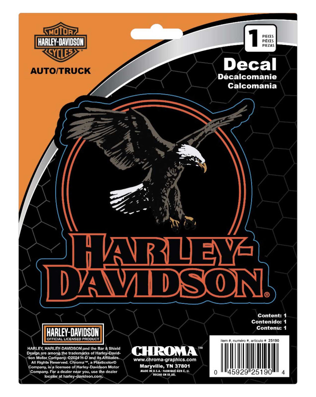 Harley-Davidson® Circle Eagle H-D Text Graphic Vinyl Decal - Black - 6 x 8 in.