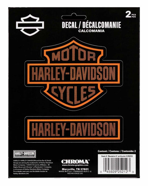 Harley-Davidson® 2-Piece Bar & Shield Text Logo Vinyl Decal - 6 x 8 in.