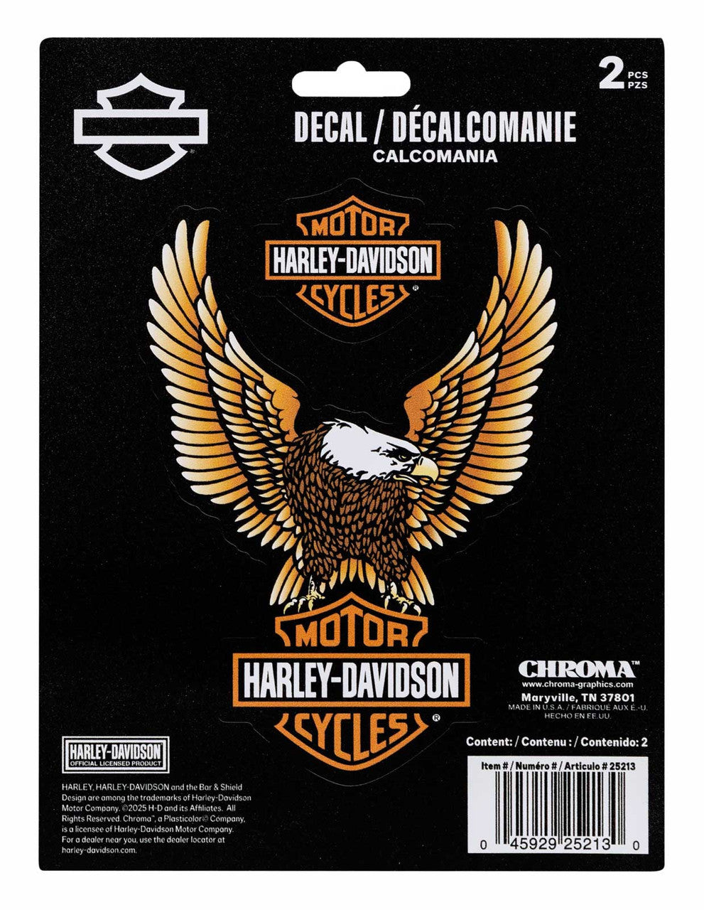 Harley-Davidson® 2-Piece Bar & Shield Eagle Logo Vinyl Decal - 6 x 8 in.