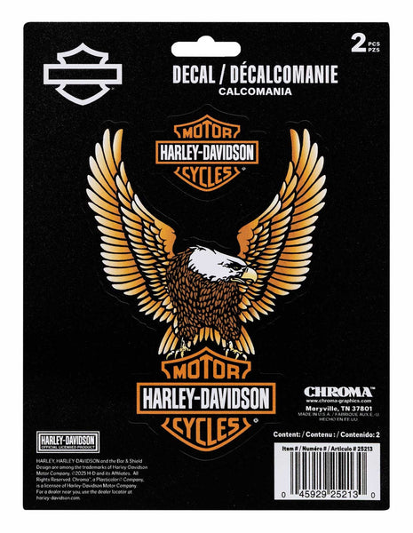Harley-Davidson® 2-Piece Bar & Shield Eagle Logo Vinyl Decal - 6 x 8 in.