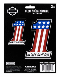 Harley-Davidson® 2-Piece Patriotic #1 Logo Vinyl Decal - 6 x 8 in.