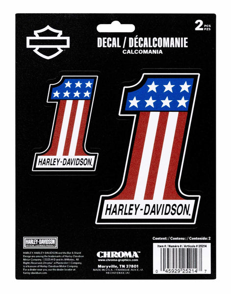 Harley-Davidson® 2-Piece Patriotic #1 Logo Vinyl Decal - 6 x 8 in.