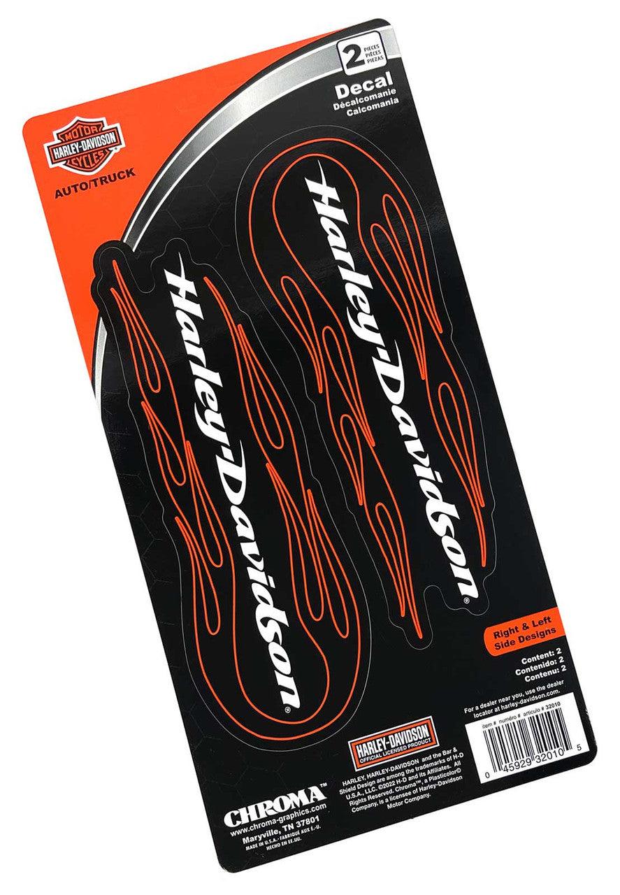 Harley-Davidson® 2-Piece Tribal Flames H-D Large Decals - Black - 6 x 12 in.
