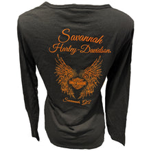 Load image into Gallery viewer, Savannah Harley-Davidson Women&#39;s Dilemma Long Sleeve Henley T-Shirt
