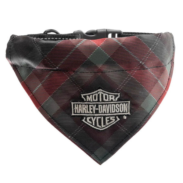 Harley-Davidson Dog Plaid Pet Collar with Bandana - Large-X-Large