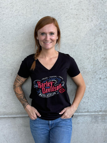Hilton Head Harley-Davidson custom Women's Angles Share V-neck tee