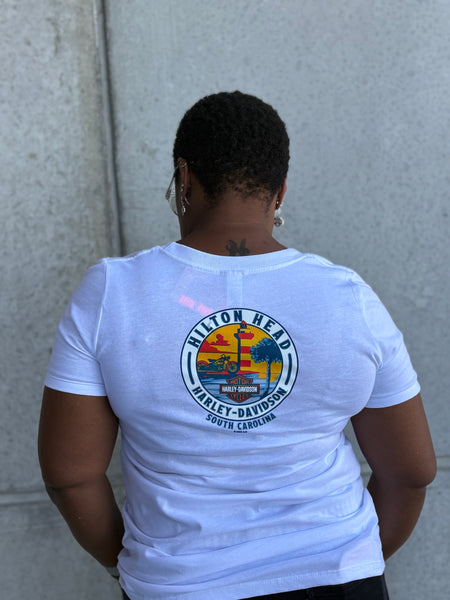 Hilton Head Harley-Davidson custom Women's USA Slant t-shirt