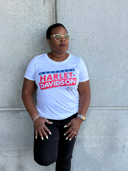 Hilton Head Harley-Davidson custom Women's USA Slant t-shirt