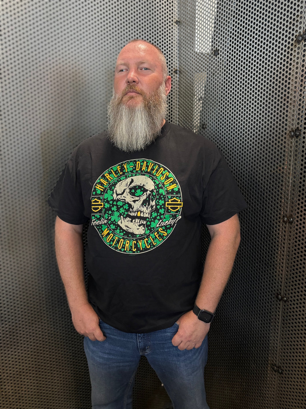 Hilton Head Harley Davidson Mens Shamrock Skull St. Patty's Day Short Sleeve T-Shirt