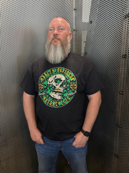 Hilton Head Harley Davidson Mens Shamrock Skull St. Patty's Day Short Sleeve T-Shirt
