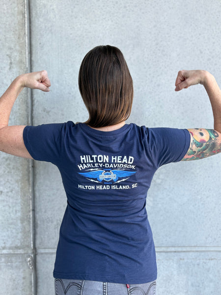 Hilton Head Harley-Davidson custom Women's Bold Script t-shirt