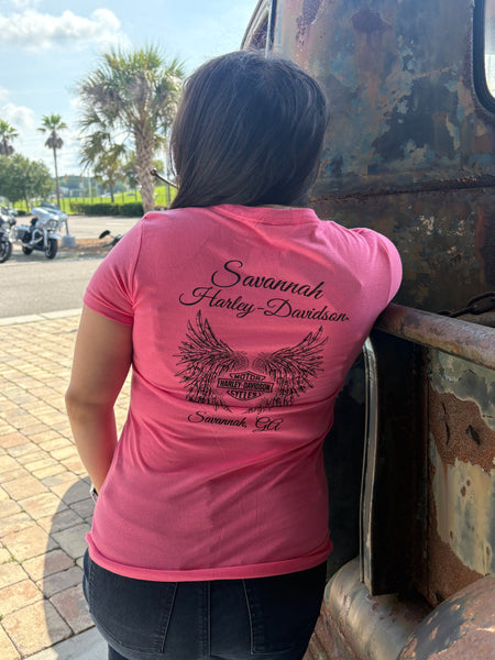 Savannah Harley-Davidson custom Women's HD Patriot v-neck t-shirt