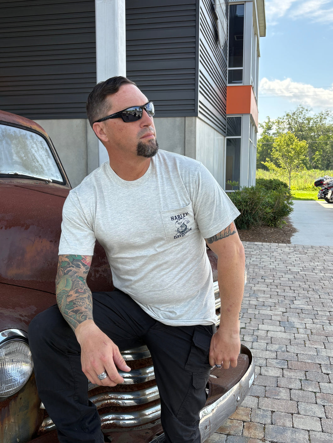Savannah Harley-Davidson custom Men's Wrenched West pocket t-shirt