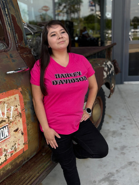 Savannah Harley-Davidson custom Women's Half Time Shadows v-neck t-shirt